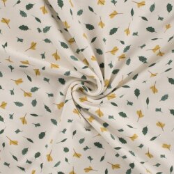 Cotton jersey leaves in the wind - cream