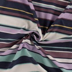 Cotton jersey colourful stripes - dark blue