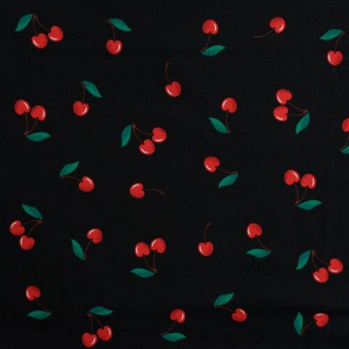 Cotton jersey cherries - black