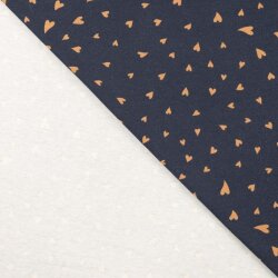 Jersey de coton petits cœurs - bleu foncé