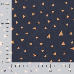 Jersey de coton petits cœurs - bleu foncé
