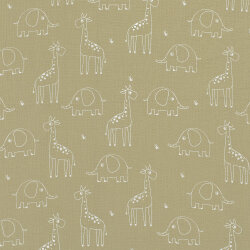 Muslin giraffe & elephant - light olive