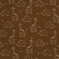 Muslin giraffe & elephant - chocolate brown