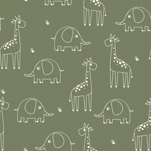 Mušelínová žirafa a slon - měkká jedlová zeleň