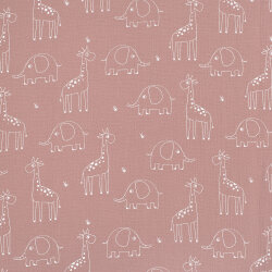 Muslin giraffe & elephant - antique pink