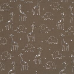 Musselin Giraffe & Elefant - taupebraun