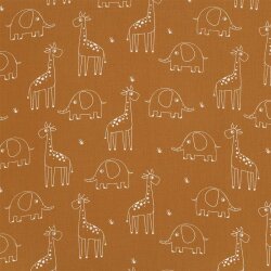 Musselin Giraffe & Elefant - karamell