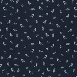 Muslin birds & twigs - dark blue