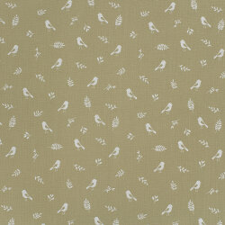 Muslin birds & twigs - light olive