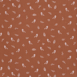 Muslin birds & twigs - red-brown