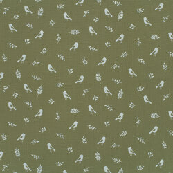 Muslin birds & twigs - soft fir green