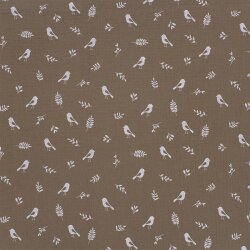 Muslin birds & twigs - taupe brown