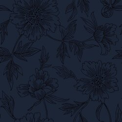 Mousseline grote bloem - donkerblauw