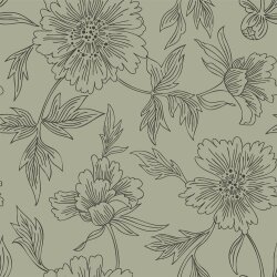 Mousseline grande fleur - olive clair