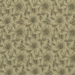 Mousseline grande fleur - olive clair