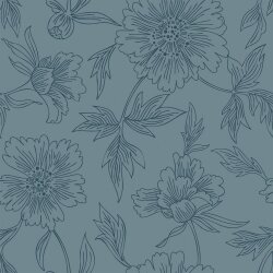 Muslin large flower - steel blue