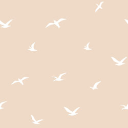 Uccelli in mussola - beige rosa