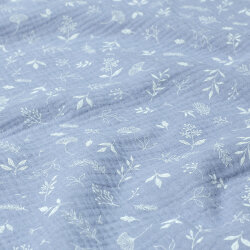 Muslin rain of leaves - light blue