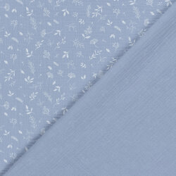 Muslin rain of leaves - light blue