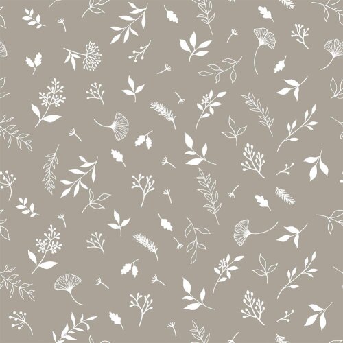 Mousseline Pluie de feuilles - gris beige