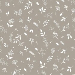 Muslin rain of leaves - beige grey