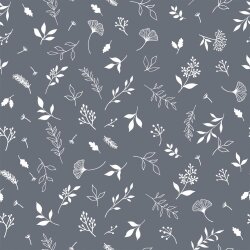 Muslin rain of leaves - grey