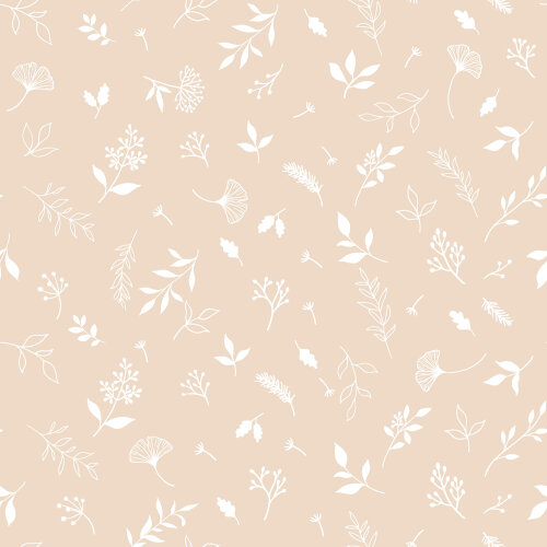 Mousseline Pluie de feuilles - beige rose