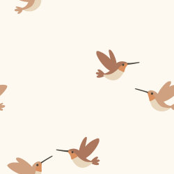 Muslin colourful hummingbirds - cream