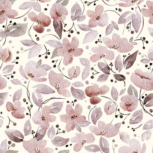 Muslin Digital beautiful flowers - cream