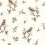 Muslin digital birds on twigs - off-white