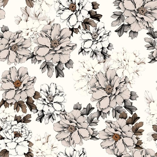 Muslin digital flowers - off-white