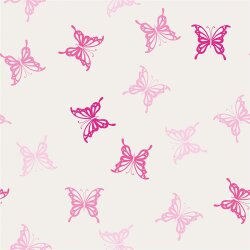 Katoenen tricot roze vlinders - crème