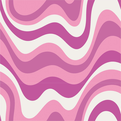 Bavlněný žerzej abstraktní vlny - růžový