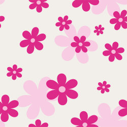 Jersey de coton pluie de fleurs roses - crème