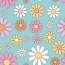 Cotton jersey colourful daisies - baby blue