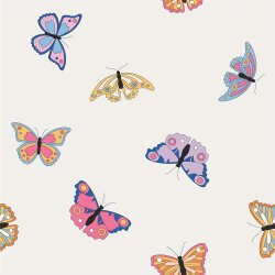 Maglia di cotone con farfalle colorate - crema