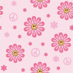 Cotton jersey peace flowers - light pink