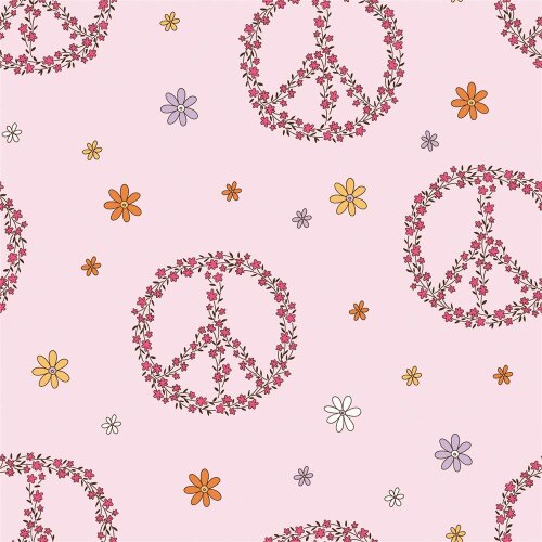 Flor de paz de jersey de algodón - rosa claro