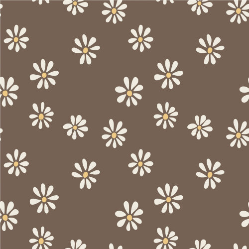 Cotton jersey daisies - cold brown