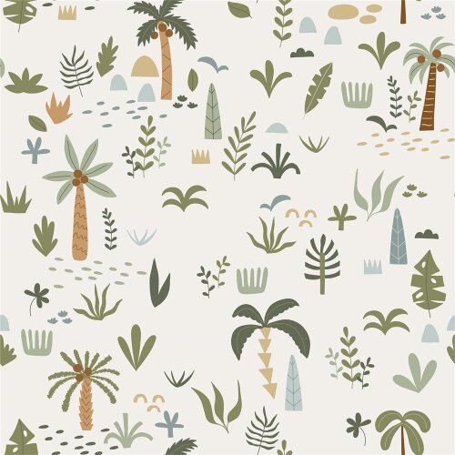 Cotton jersey jungle - cream