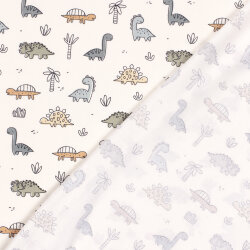 Cotton jersey funny dinosaurs - cream