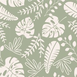 Jersey de algodón hojas de selva - oliva claro