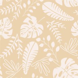 Cotton jersey jungle leaves - beige pink