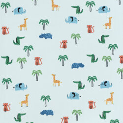 Jersey coton multicolore Safari - bleu clair