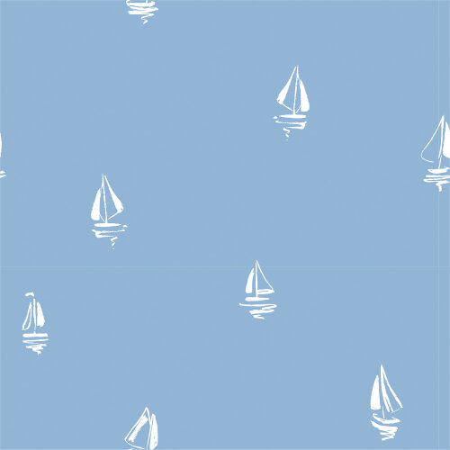 Bavlněný žerzej malé plachetnice - tmavě ledově modrá