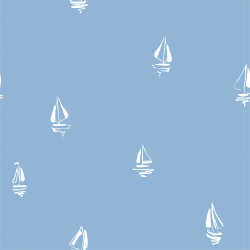 Cotton jersey small sailing boats - dark ice blue