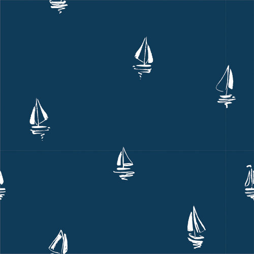 Baumwolljersey kleine Segelboote - dunkelblau