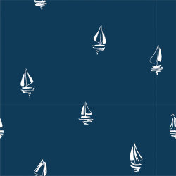Cotton jersey small sailing boats - dark blue