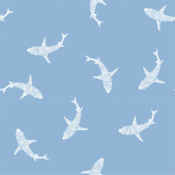 Katoenen tricot haaien - donker ijsblauw