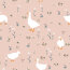 Jersey de algodón cisnes en el prado - rosa oscuro